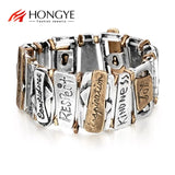 HONGYE Classic Steampunk Bangles Geometric Letter Bracelet Unisex