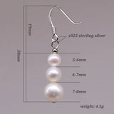 Freshwater Pearl Drop Earrings 925 Sterling Silver