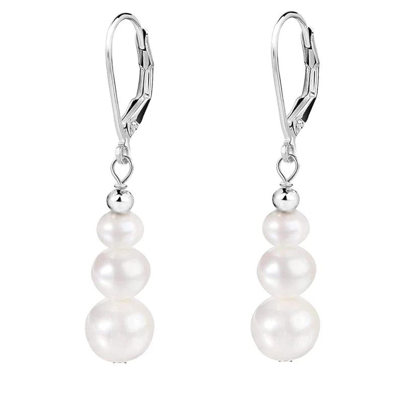 Freshwater Pearl Drop Earrings 925 Sterling Silver
