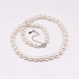 Adjustable 6-7mm Pearl Necklace 925 Silver Freshwater Cultured Bead Jewelry