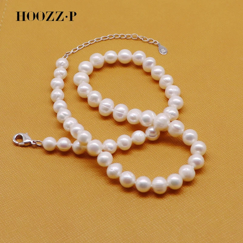 Adjustable 6-7mm Pearl Necklace 925 Silver Freshwater Cultured Bead Jewelry