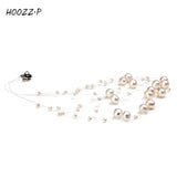HOOZZ.P Multilayer Pearl Necklace 3-9mm High Luster Wedding Gift