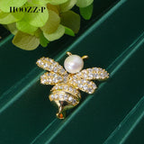 HOOZZ.P Freshwater Pearl Brooch Rhinestone Bee Wedding Gift