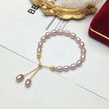 Baroque Pearl Bracelet Adjustable Pink Lavender Beads