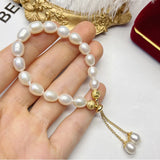 Baroque Pearl Bracelet Adjustable Pink Lavender Beads