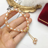 Baroque Pearl Bracelet Adjustable Pink Lavender Beads