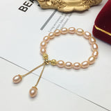 Baroque Pearl Bracelet Adjustable Pink Lavender Beads