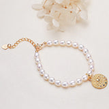 Freshwater Pearl Bracelet Oval Bead Copper K Plated Zircon Devil'S Eye