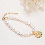 Freshwater Pearl Bracelet Oval Bead Copper K Plated Zircon Devil'S Eye