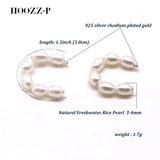 Rice Pearl Earrings, Freshwater Pearly, 925 Sterling Silver, Women's Earring