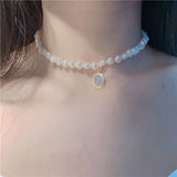 Baroque Pearl Necklace with Moonstone Pendant
