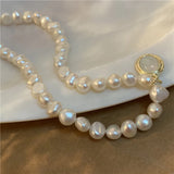 Baroque Pearl Necklace with Moonstone Pendant