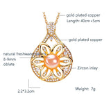 Natural Pearl Pendant Necklace for Women 8-9mm Zircon Chain Choker Gift