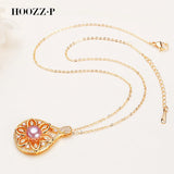 Natural Pearl Pendant Necklace for Women 8-9mm Zircon Chain Choker Gift