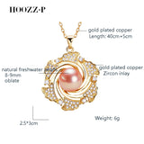 Natural Large Bead Pearl Necklace Pendant  Adjustable Zircon Chain Gift