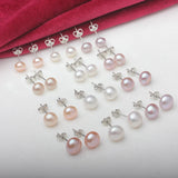 3-12mm Freshwater Pearl Earrings Set - 3 Pairs/lot