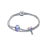 925 Silver Purple Flower Fish Tail Hot Air Balloon Charm Women Jewelry