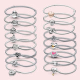 925 Silver Plated Mouse Heart Bracelet Love Fit Original Castle Bracelet
