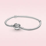 925 Silver Plated Mouse Heart Bracelet Love Fit Original Castle Bracelet