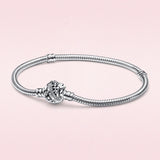 925 Silver Plated Mouse Heart Bracelet Love Fit Original Castle Bracelet