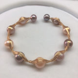 Freshwater Pearl Bracelet Adjustable Bangle Women Lady Jewelry