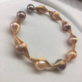 Freshwater Pearl Bracelet Adjustable Bangle Women Lady Jewelry