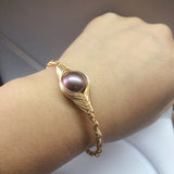 Freshwater Natural Pearl Bracelet Adjustable Bangle for Women Lady Jewelry