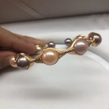 Freshwater Pearl Bracelet Adjustable Bangle Women Lady Jewelry