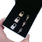 925 Silver Padlock & Key Dangle Charms for Bracelet Beads