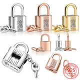 925 Silver Padlock & Key Dangle Charms for Bracelet Beads