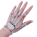 Punk Faux Ruby Skeleton Skull Bone Hand Rings Bracelet