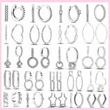 Sparkling Zircon Pave Hoop Earrings 925 Silver Round Heart Earrings