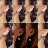 Sparkling Zircon Pave Hoop Earrings 925 Silver Round Heart Earrings