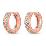 Sparkling Zircon Pave Hoop Earrings 925 Silver Round Heart Earrings