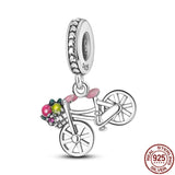 925 Silver Bicycle Pendant Charm Beads for 3mm Bracelet Necklace