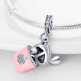 925 Silver Red Heels Charm Beads Fit Bracelet