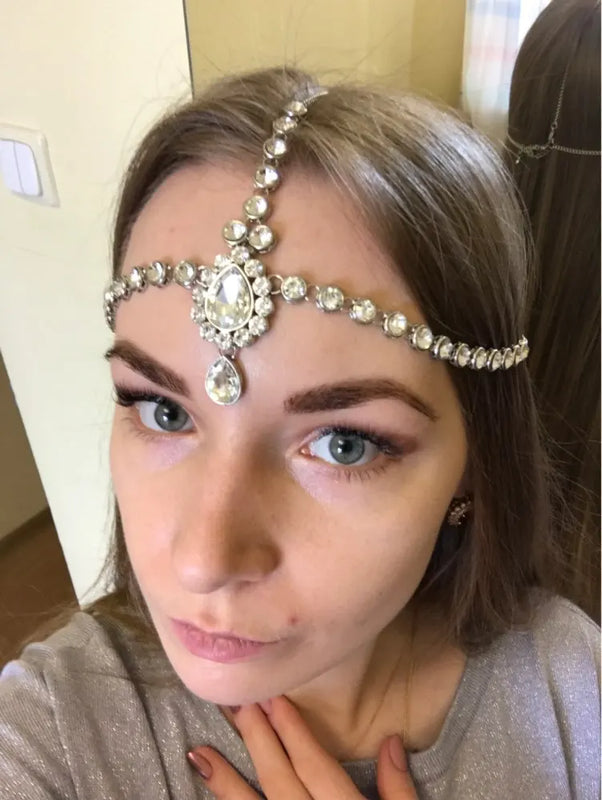 Kundan stones hair chain head chain head jewellery
