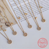 Sterling Silver Rhinestone Letter Necklace for Women