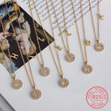 Sterling Silver Rhinestone Letter Necklace for Women