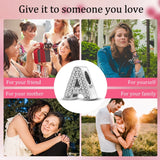 Silver Letter CZ Charm Bead for Bracelet DIY Jewelry Gift