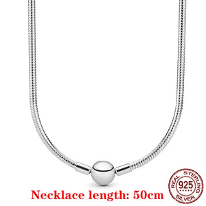 Silver Necklace Ball Barrel Clasp Snake Chain Necklace
