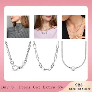 Silver Necklace Ball Barrel Clasp Snake Chain Necklace