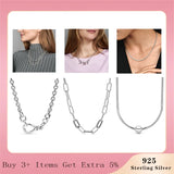 Silver Necklace Ball Barrel Clasp Snake Chain Necklace