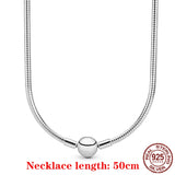 Silver Necklace Ball Barrel Clasp Snake Chain Necklace
