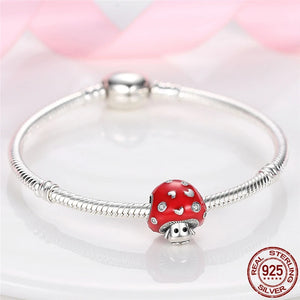 Silver Mushroom Charm Beads for Bracelet Necklace