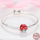 Silver Mushroom Charm Beads for Bracelet Necklace