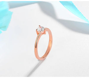 Tibetan Silver Heart CZ Gold Rings Women Engagement Wedding JZ222