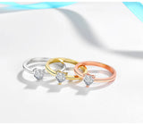 Tibetan Silver Heart CZ Gold Rings Women Engagement Wedding JZ222
