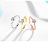 Tibetan Silver Heart CZ Gold Rings Women Engagement Wedding JZ222