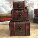 3-Pcs Wooden Treasure Chest Jewelry Storage Organizer